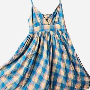 Forever 21 Blue and Yellow Plaid Casual Dress